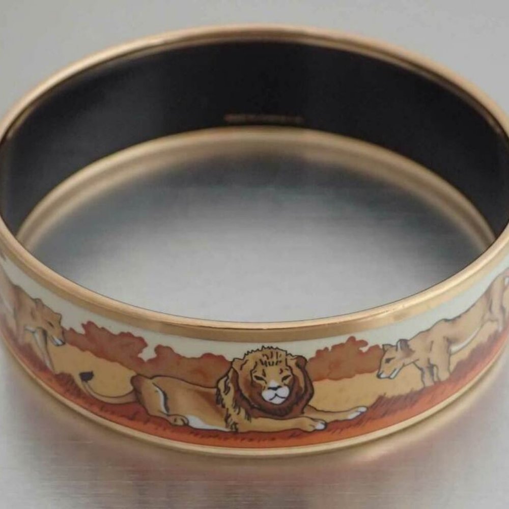 Hermes Gold and Brown Lion Bracelet